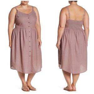 Susina Colored Chambray Midi Button Front Dress